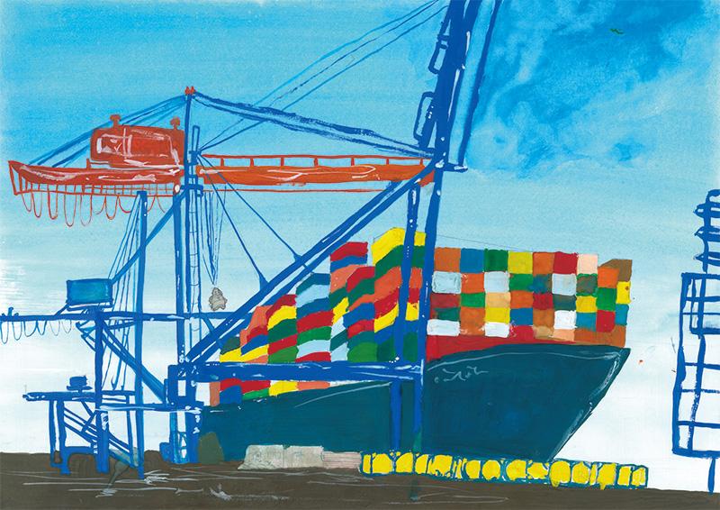 銅賞 近畿海事広報協会会長賞 【神戸港】 絵画造形教室アートラボ 大阪市立摂陽中学校3年 張 玲華