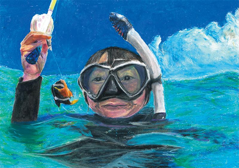 佳作 近畿海事広報協会会長賞 【つれた!】 堺市立美木多中学校2年 佐々木 瑞穂